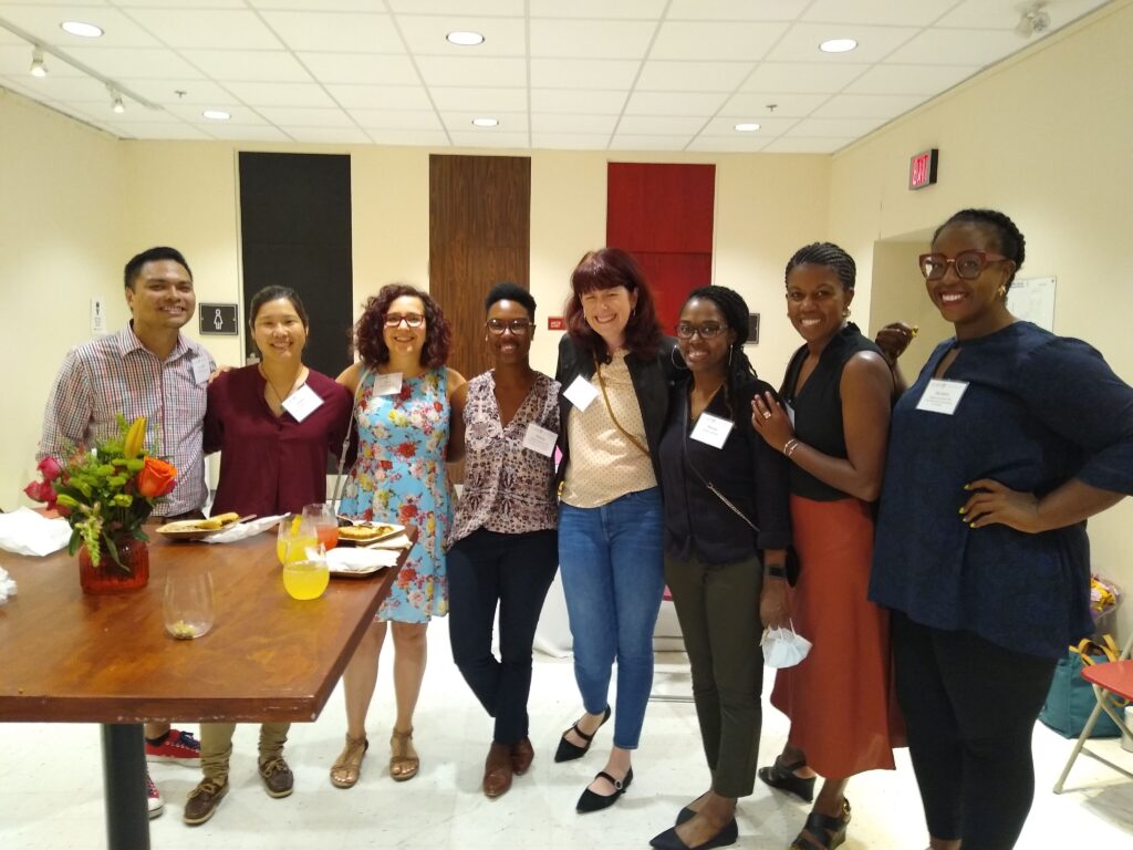 Photo of a group of attendees at the "can i touch it?" Performance and Clark Reception