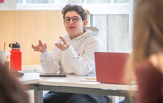 A student in a genocide studies class through the Strassler Center,