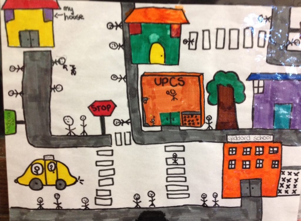 drawing illustratin of city from child