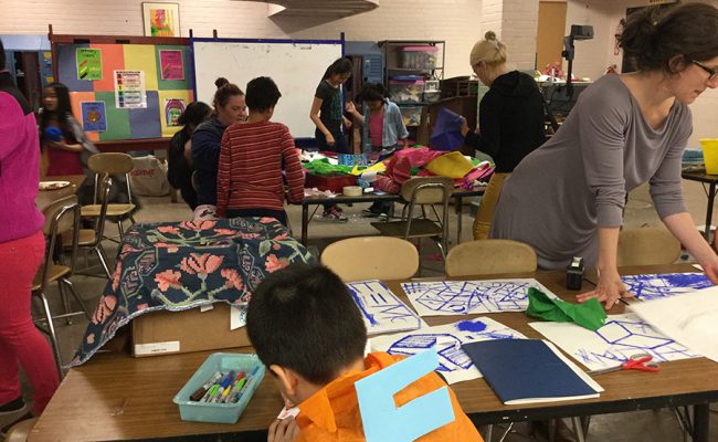 Kids at art table