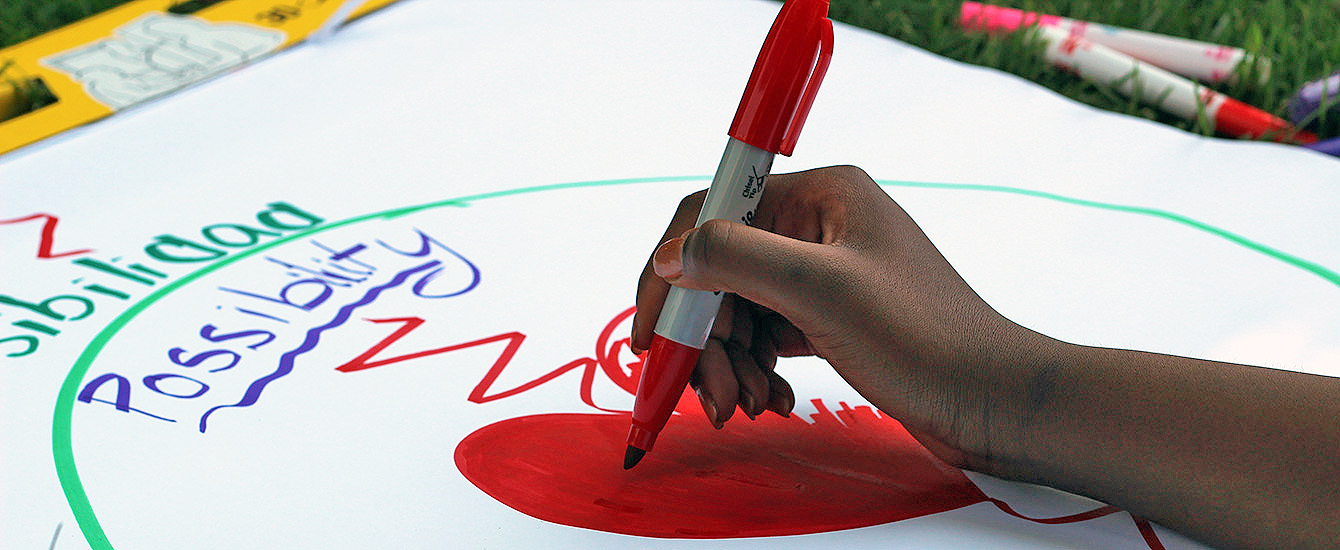 Hand making poster