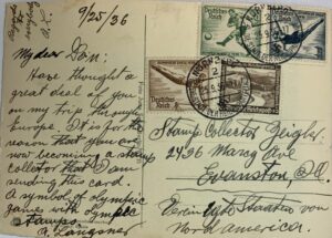 Message from an American in Berlin to his stamp collector friend.