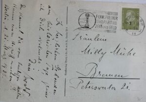 Message on the back of Brandenburg Gate card.