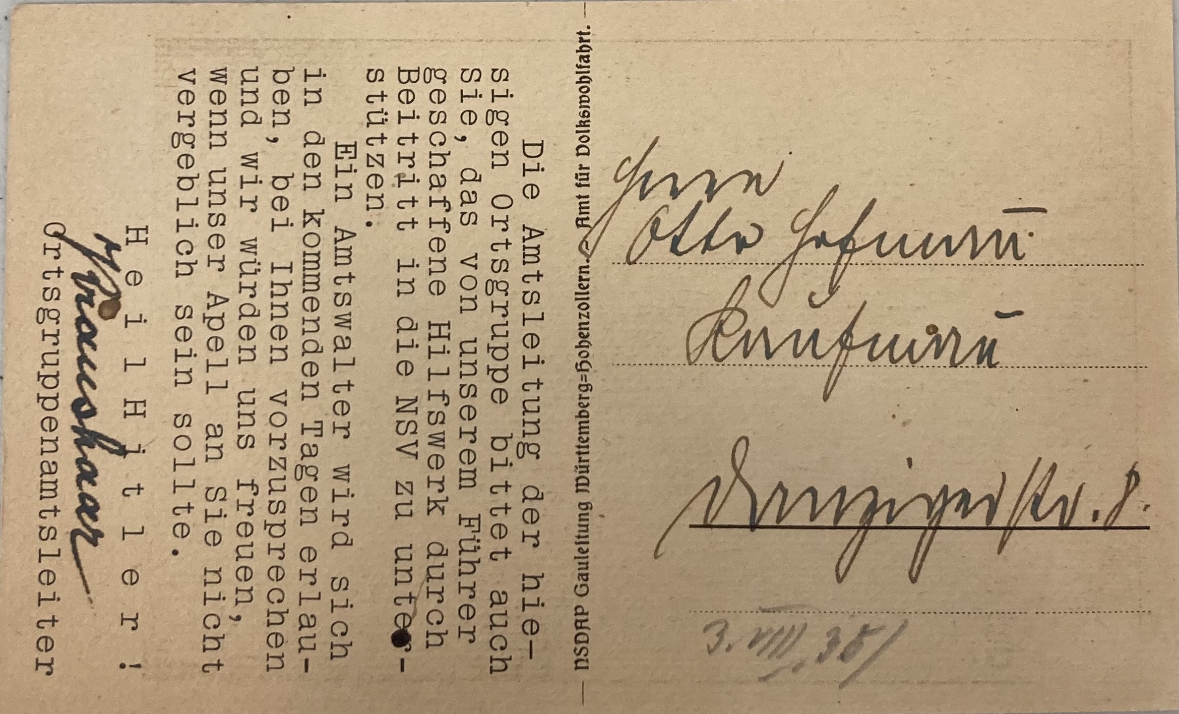 back of used postcard