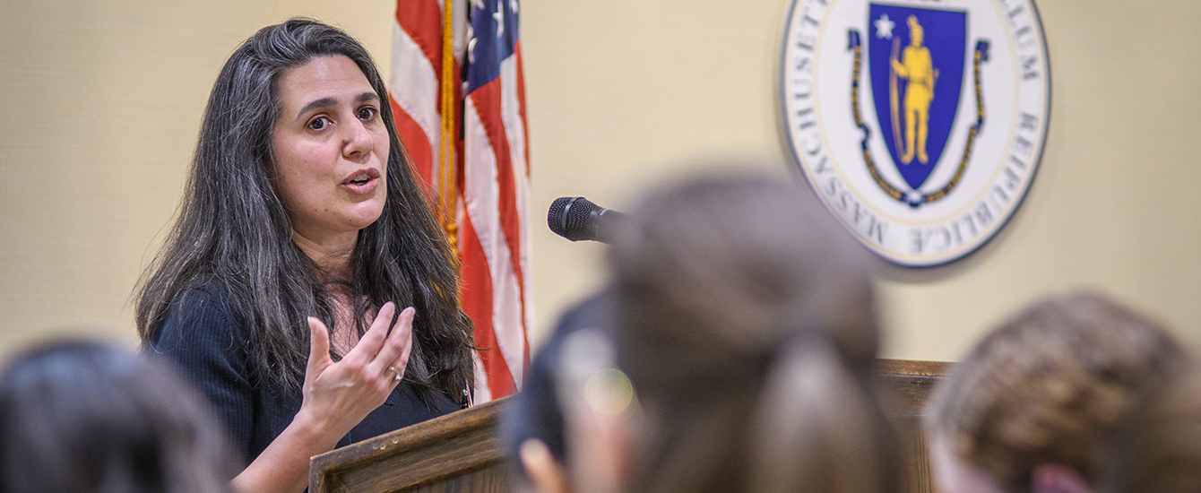 Laurie Ross speaks at the State House