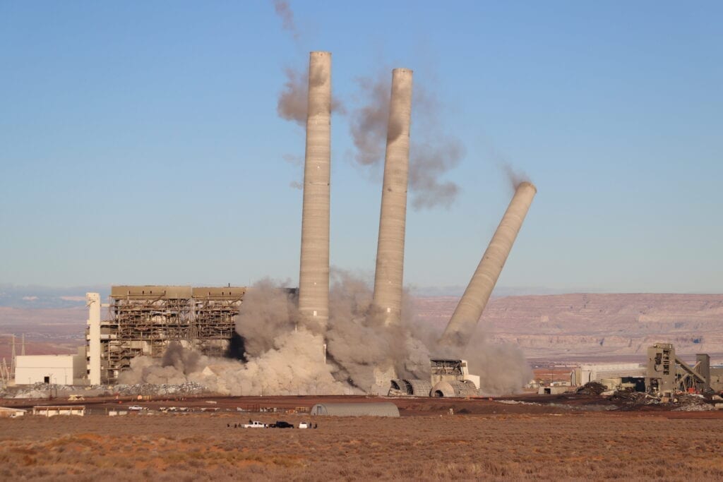 tower stacks being knocked down