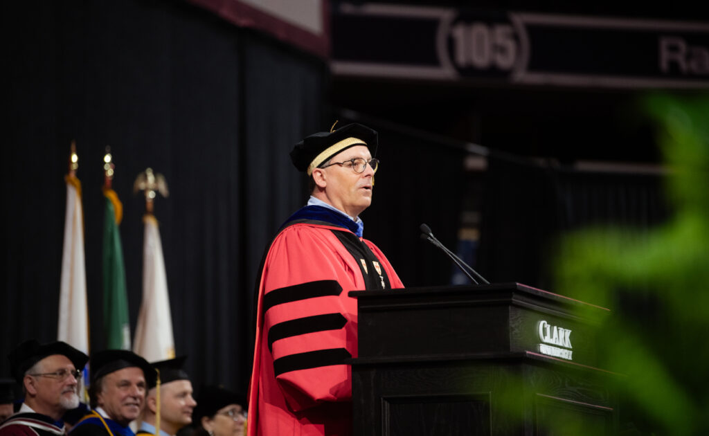 Provost Royo speaking at commencement