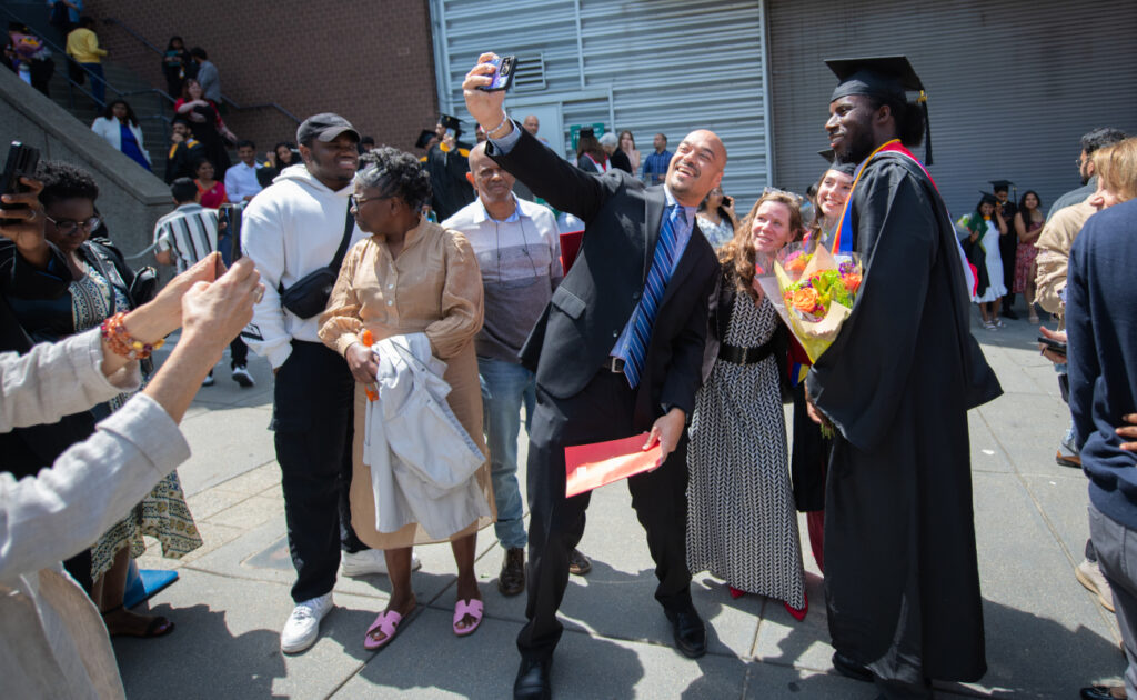 Students taking selfie