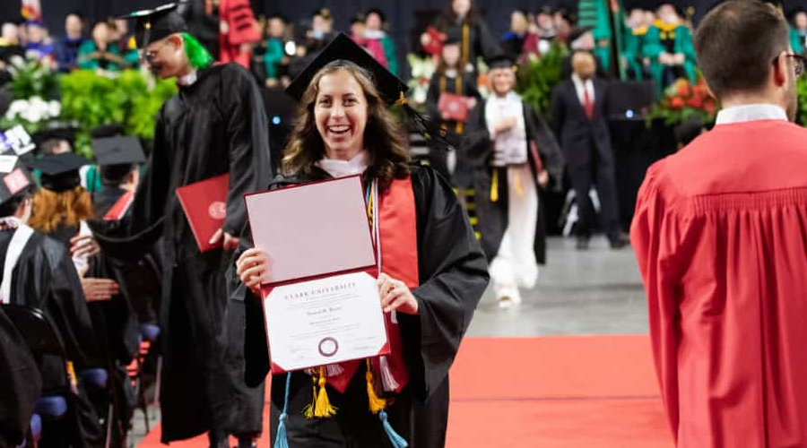 female graduate student with diploma