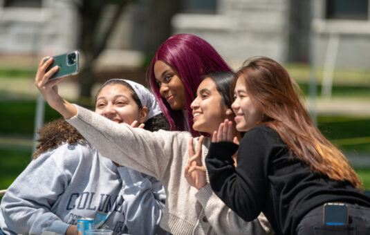 Senior Week - students talking selfies