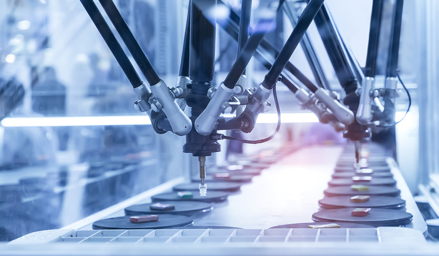 Robotic arm in factory