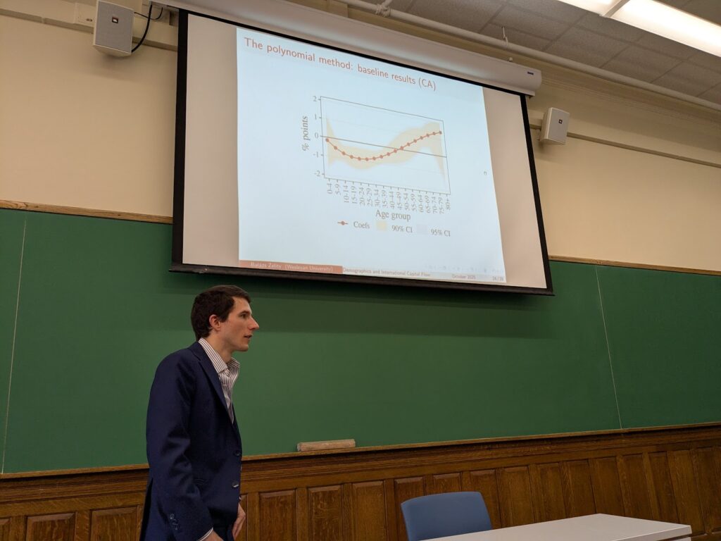 Balázs presenting at the seminar