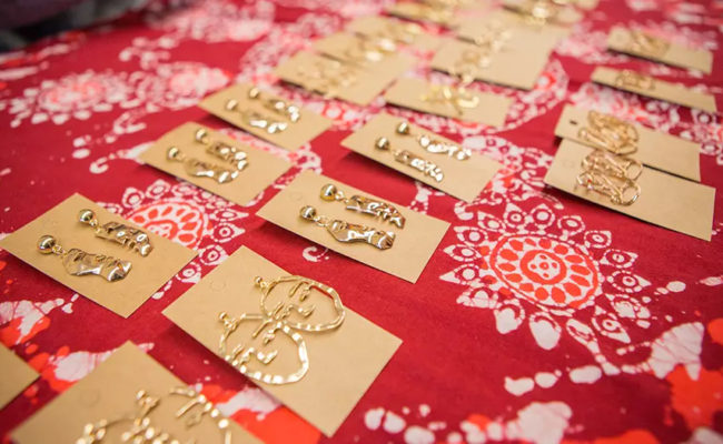 earrings on table