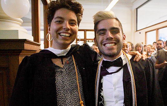 Two students at award ceremony