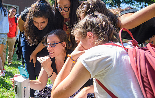 Students working with faculty on remote sensing