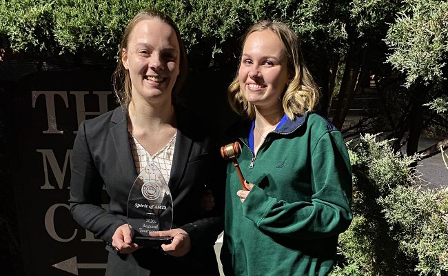 Mock Trial A team wins the Spirit of AMTA Award (sportsmanship award)