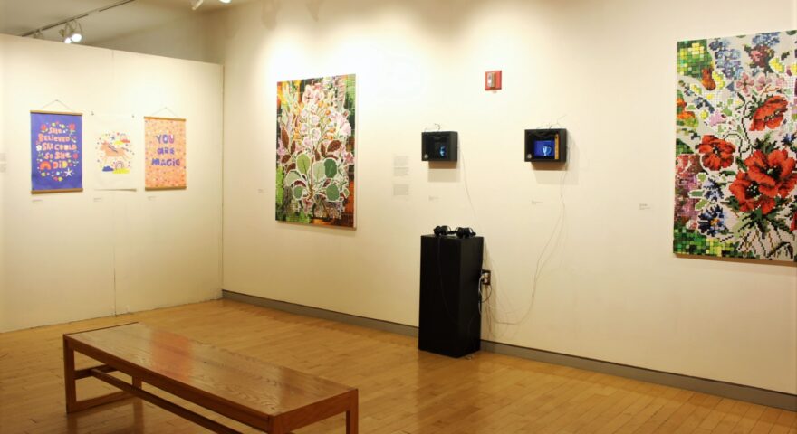 view of gallery with art on the walls
