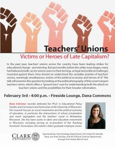 Teacher's Union event flyer for Women's and Gender Studies