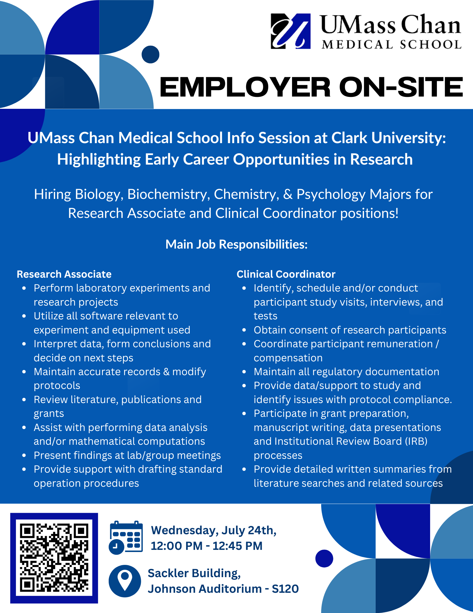 UMass Chan Medical School Info Session Poster