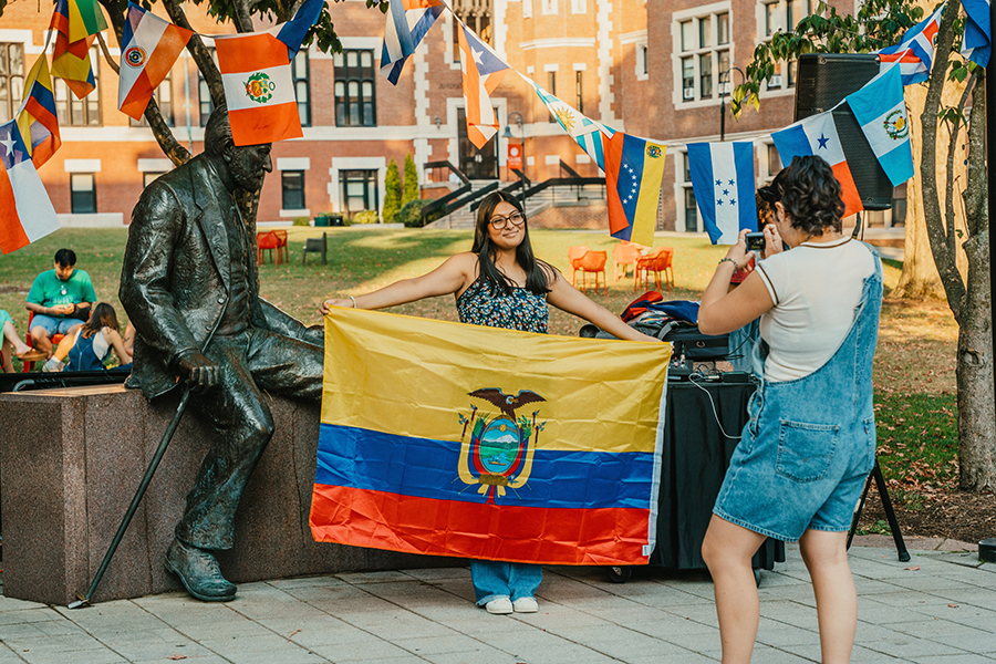 international student with flags