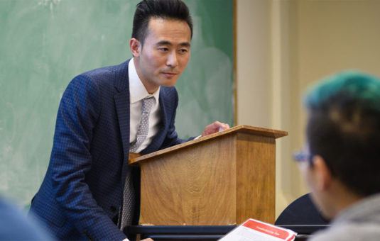 faculty member in front of class