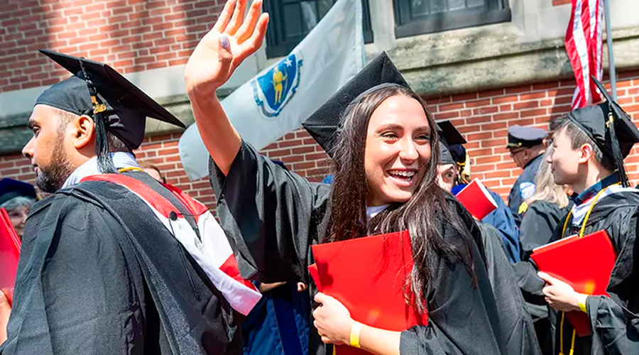 female in graduation gown and cap