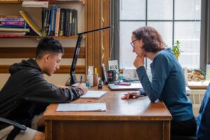 Magda Tsaneva meets with one of her students.