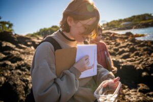 Biology students doing field research in Nahant