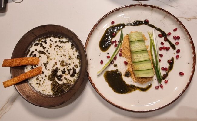 close up of 2 prepared dishes