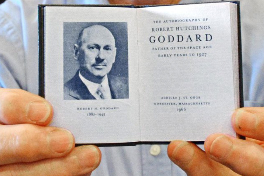 The miniature autobiography of Robert H. Goddard, printed and bound in Worcester in 1966.