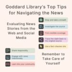 Goddard Library's top tips for navigating the news poster.
