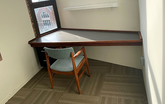 Goddard faculty study room with corner desk
