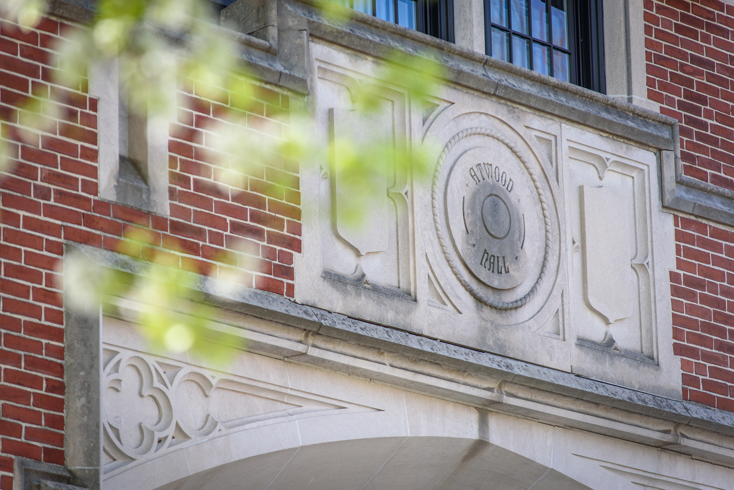  Atwood Hall seal on building