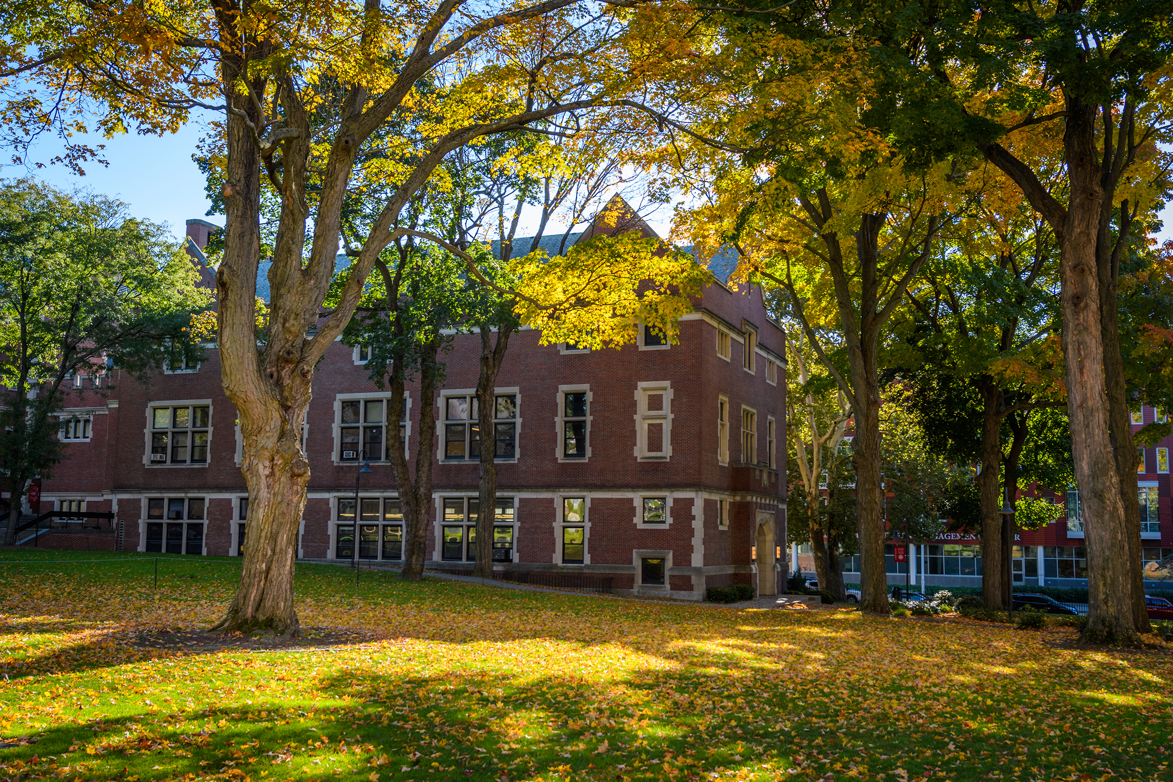 Geography Building - common greens with fall colors