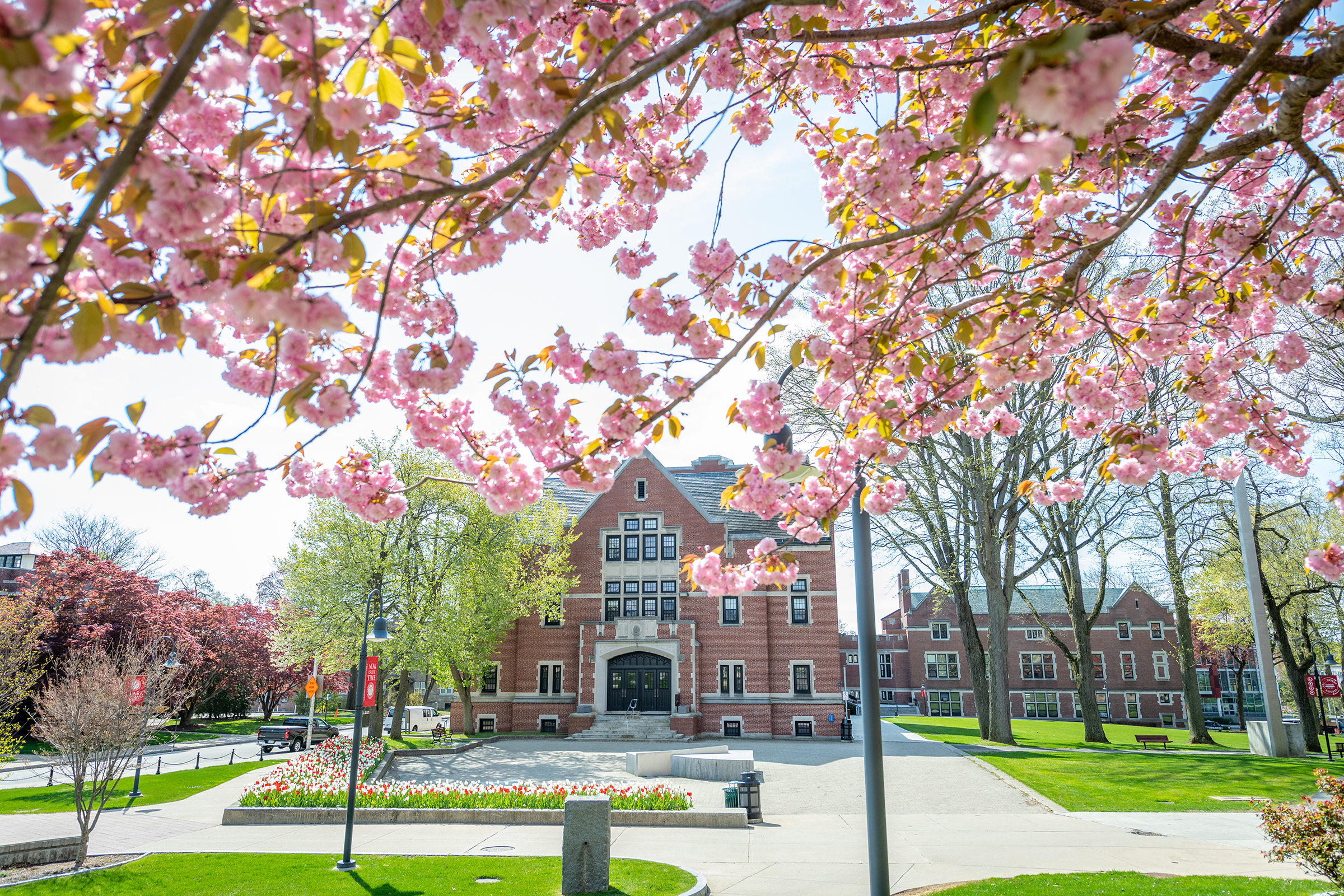  Atwood Hall spring flowers and trees