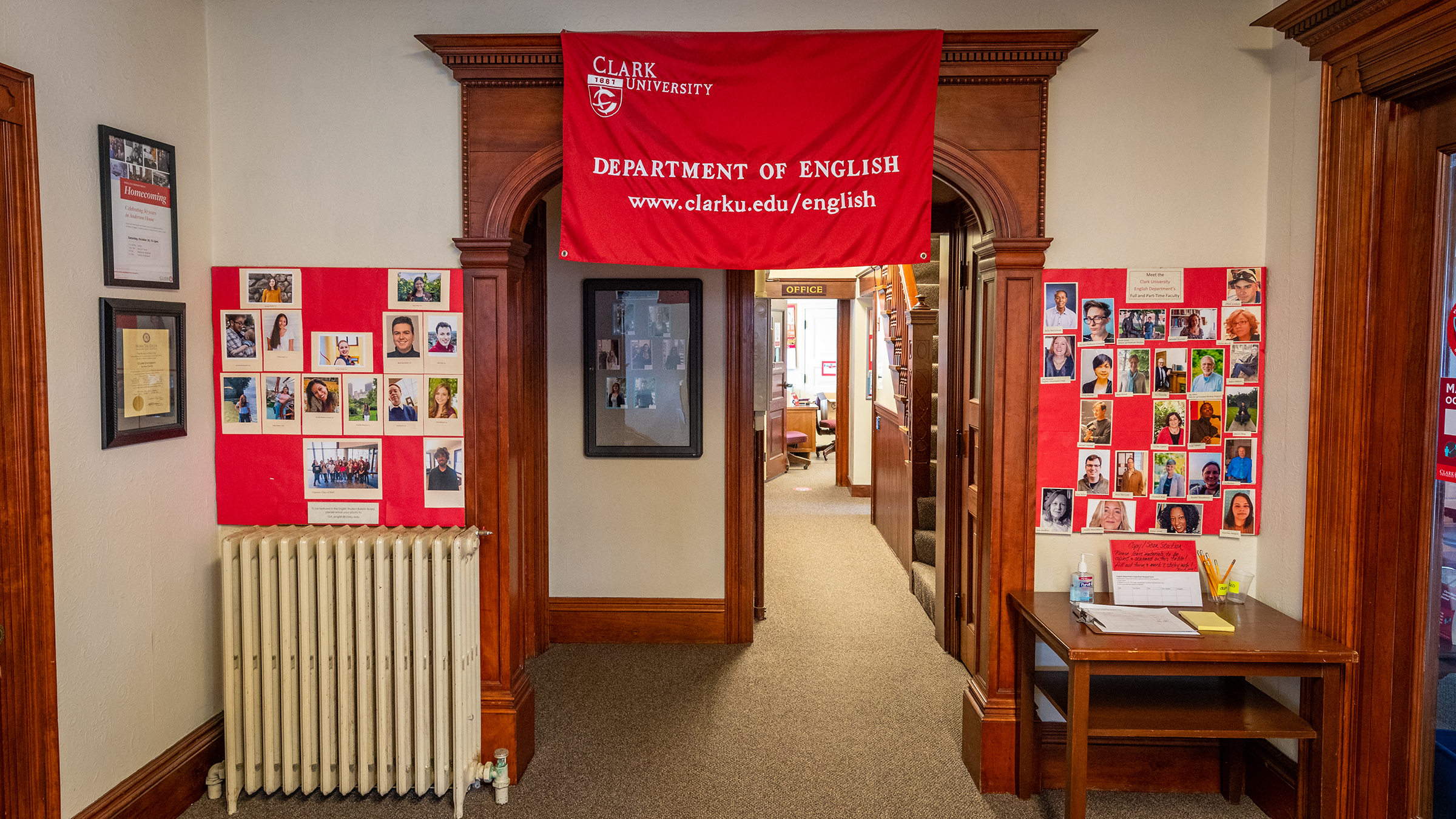 Anderson House with welcoming sign interior