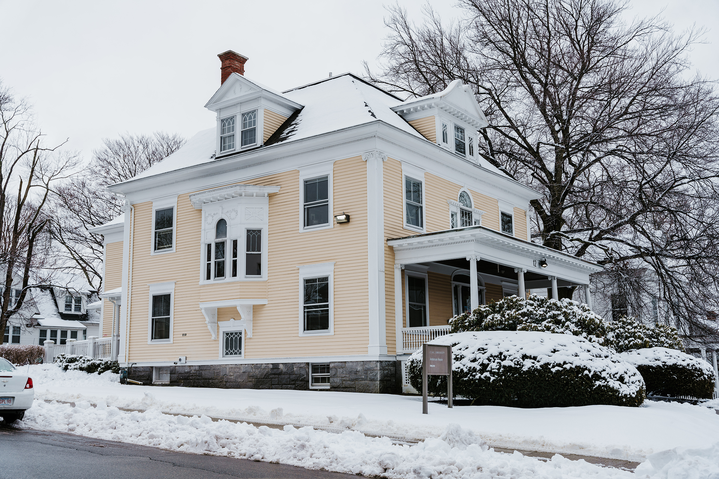 Anderson House in snow