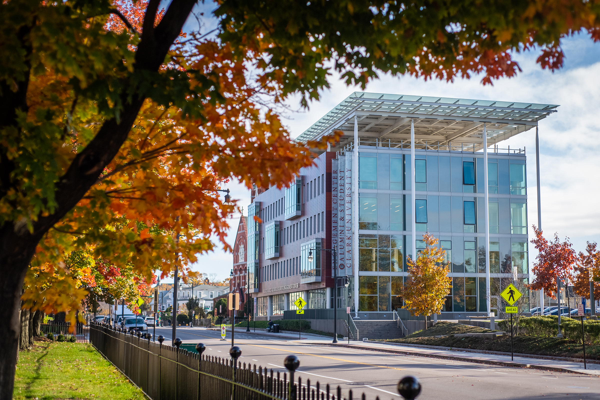 Shaich Family Alumni and Student Engagement Center (ASEC) - fall scene