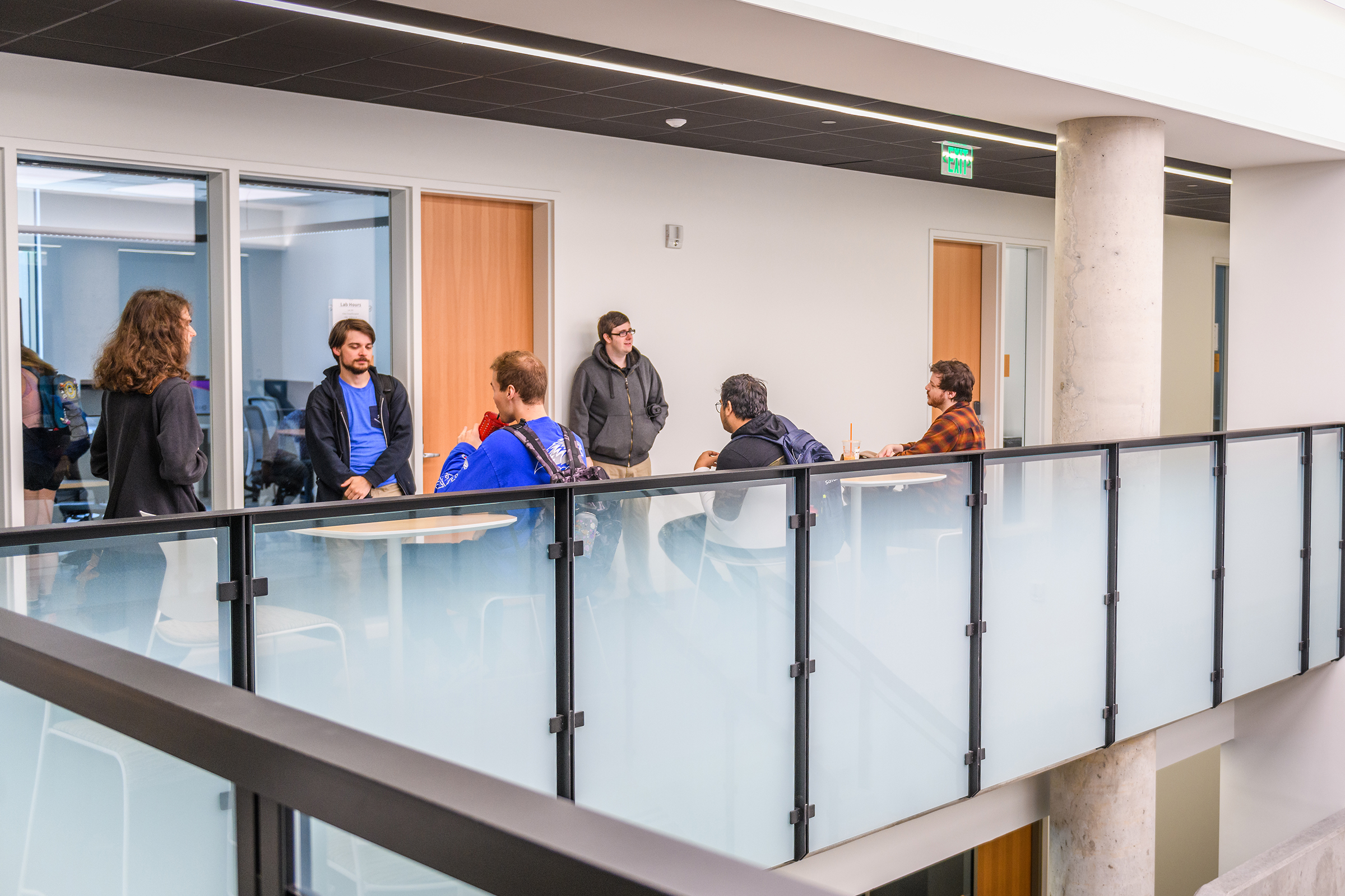Center for Media Arts, Computing, and Design Building - interior hallway with glass separators