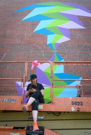 Kristin Farr is creating a mural