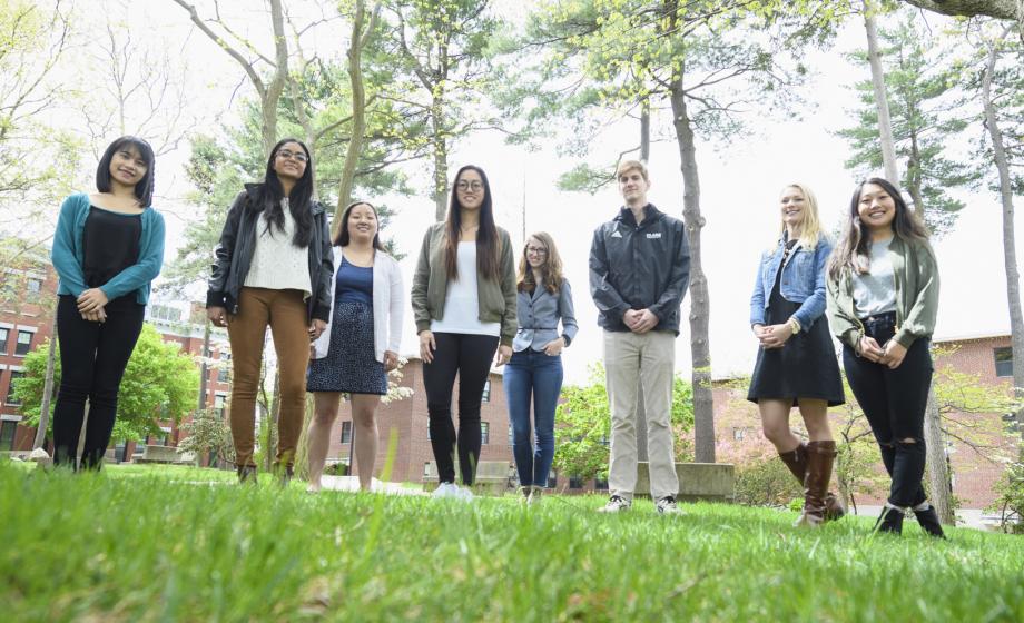 students standing on green