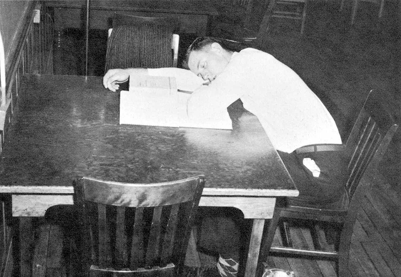 Asleep in the library, 1960