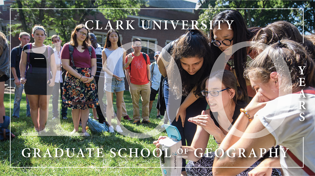Geography professor and students at work