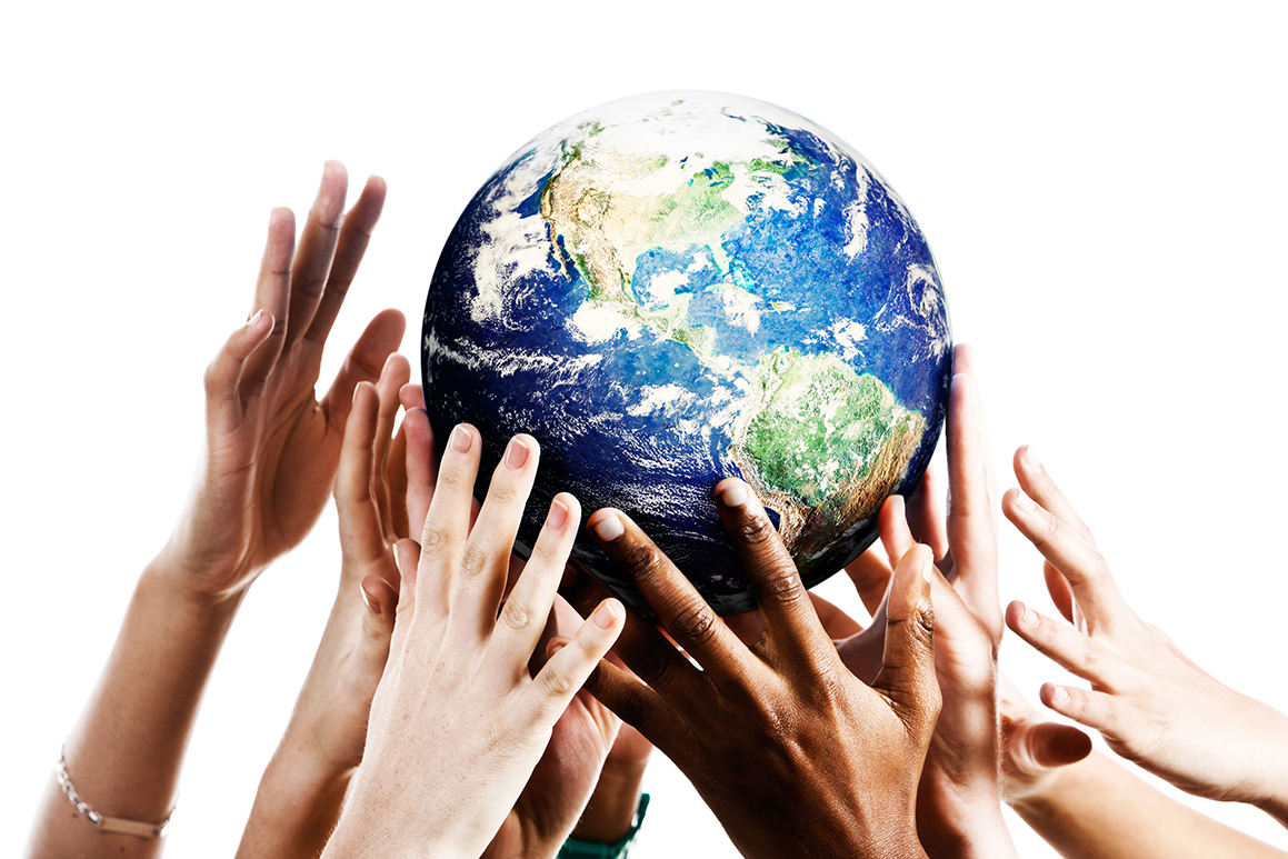 Hands supporting Earth