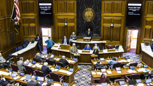 Indianapolis - Circa April 2017: Indiana State House of Representatives in session making arguments for and against a Bill I