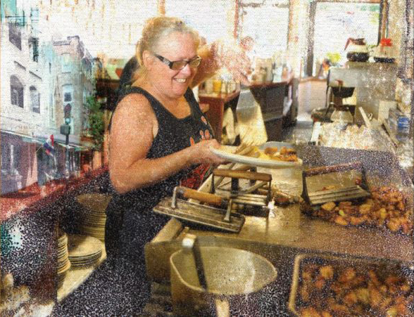 Illustration of Annie Jenkins at the grill