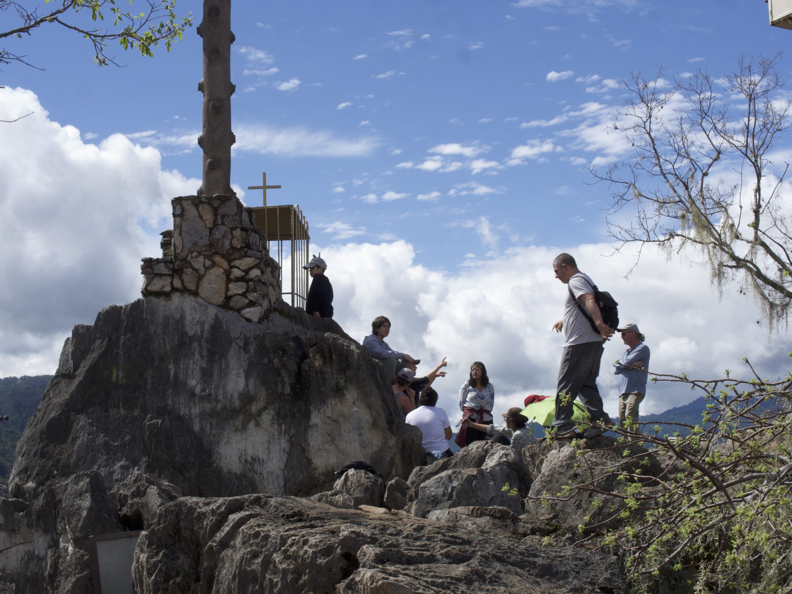 students on rocks