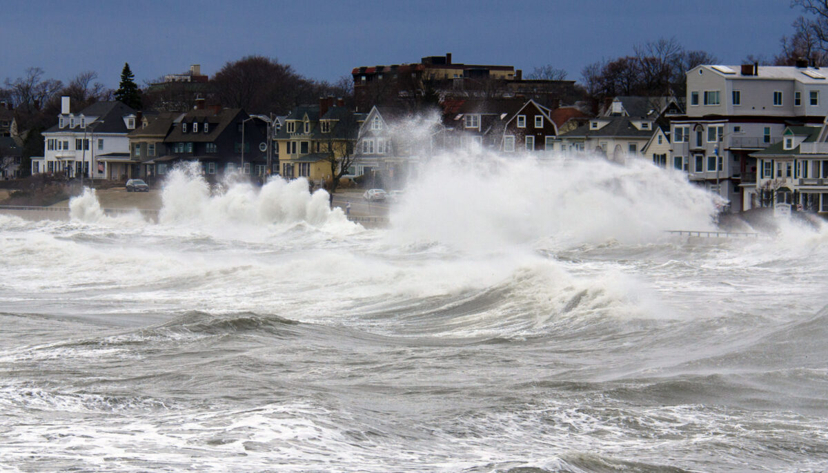Waves hit coast of Massachusetts