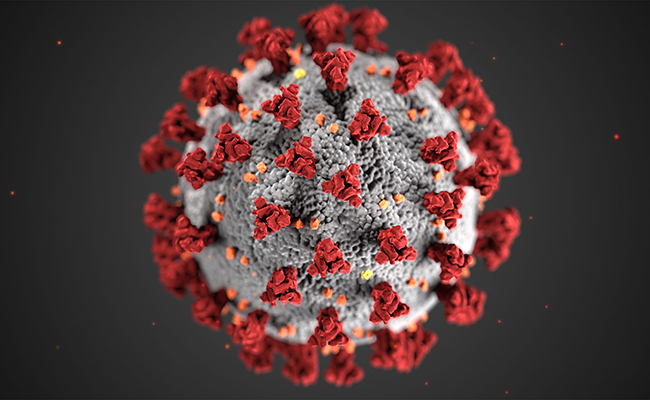 Illustration of microscopic image of COVID-19 virus