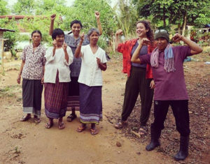 Molly Gurney with villagers.
